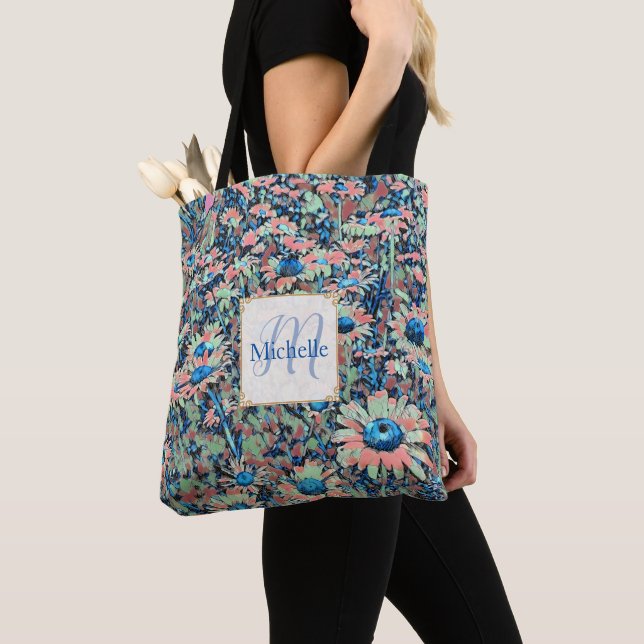 Tote Bag Daisy Blues Nom complet personnalisé (De près)