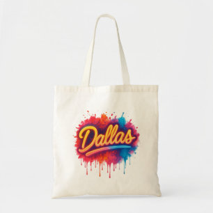 Tote Bag Dallas Neon Street Art Splash - Ville rétro vibran