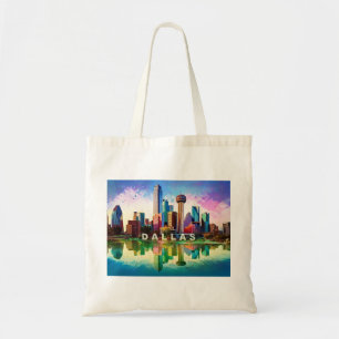 Tote Bag Dallas Skyline Art Abstrait