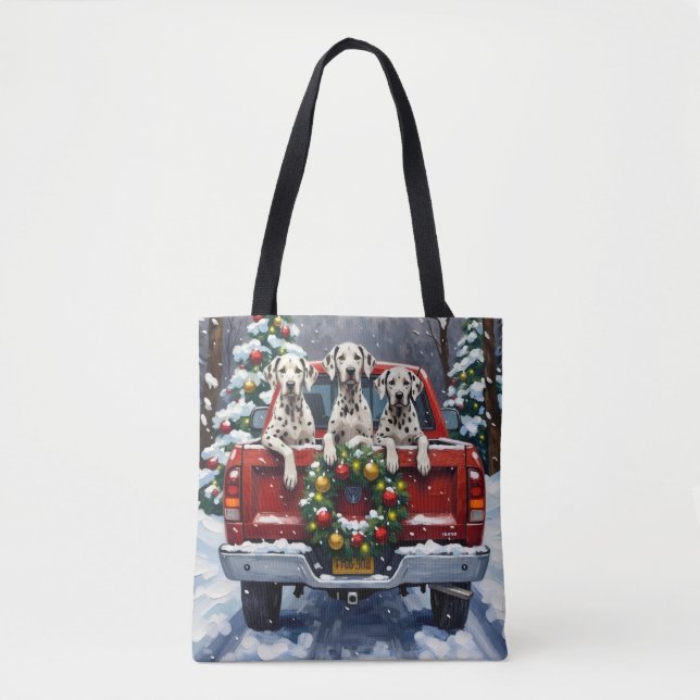 Tote Bag Dalmatian Christmas Red Truck Holiday (Devant)