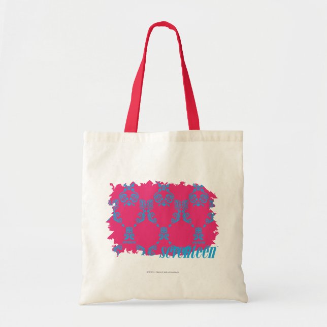 Tote Bag Damassé 3 Aqua-Magenta (Devant)