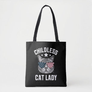 Tote Bag Dame au Chat sans Enfants 2024