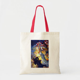 Tote Bag Dame de la Liberté patriotique vintage drapeau amé