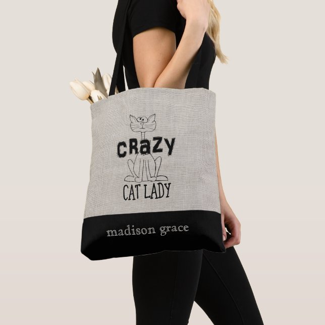 Tote Bag Dame du Crazy Cat (De près)