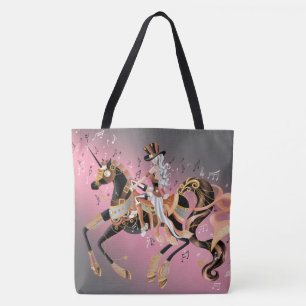 Tote Bag Dame Steampunk et Cheval Mécanique
