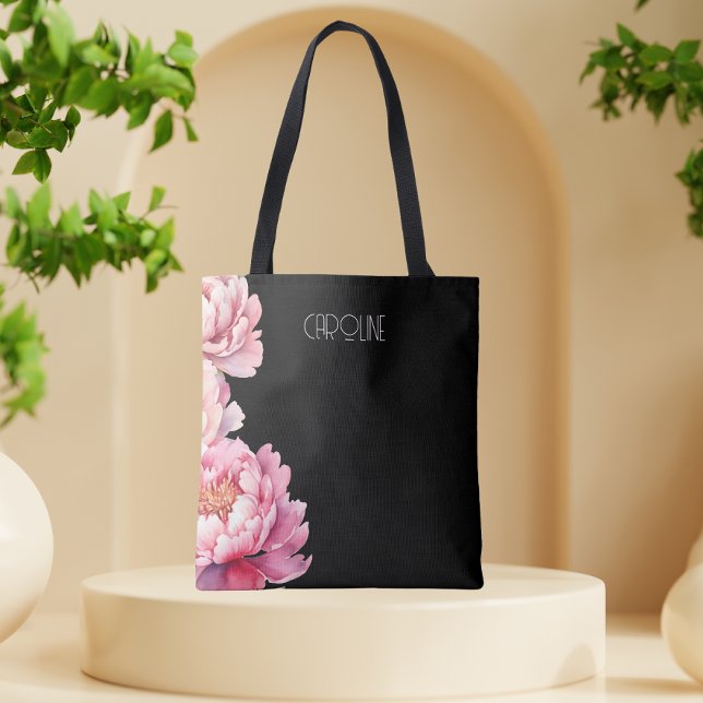 Tote Bag Dames élégantes pivoines roses Floral Boho mignonn (Créateur téléchargé)