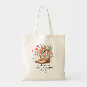 Tote Bag Dans l'attente, Dieu travaille Nom personnalisé