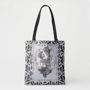 Tote Bag Danse de mariage d'un couple amoureux squelettique