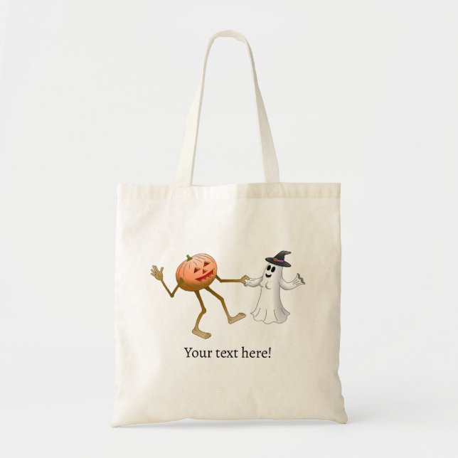 Tote Bag Danser Halloween Citrouille et fantôme (Devant)