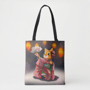 Tote Bag Danseur japonais de cat dans un costume traditionn