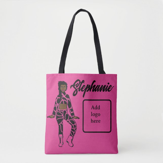 Tote Bag Danseur personnalisé Fourre-tout (noir rose) (Devant)