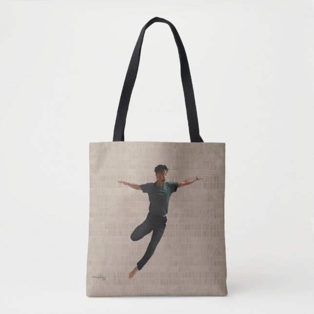 Tote Bag Danseuse à mi-tour sur arrière - plan beige (Devant)