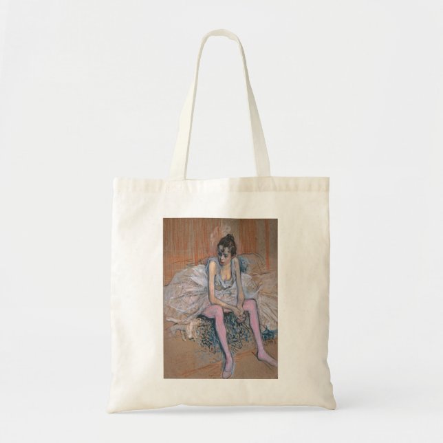 TOTE BAG DANSEUSE ASSISE AUX BAS ROSES (Devant)