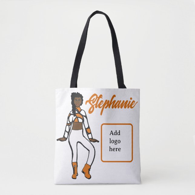 Tote Bag Danseuse personnalisée Fourre-tout (Blanc orange) (Devant)