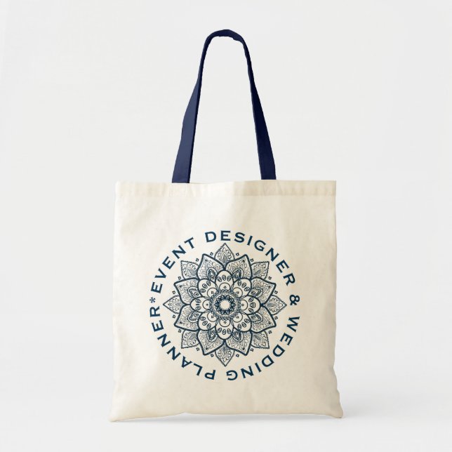Tote Bag Dark Blue Floral Mandala Custom (Devant)