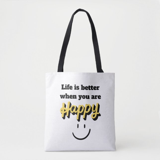TOTE BAG - Das Leben ist besser glücklich Tasche (Vorderseite)