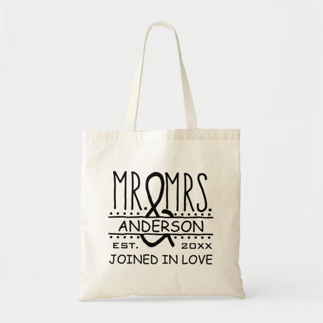 Tote Bag Date de nom de famille de M. et de Mme (Devant)