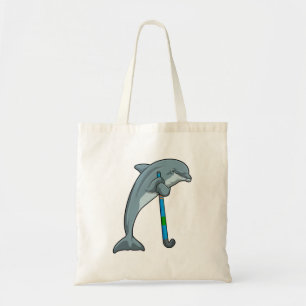 Tote Bag Dauphin à Hockey avec bâton de hockey