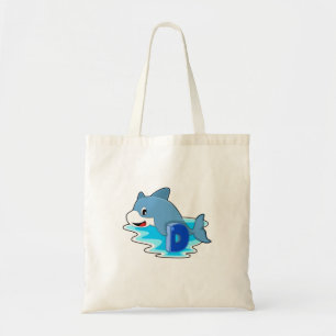 Tote Bag Dauphin en natation avec lettre