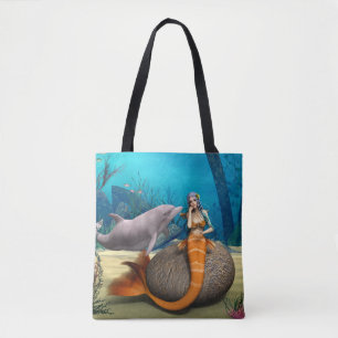 Tote Bag Dauphine sirène rêveuse Art de fantaisie sous-mari