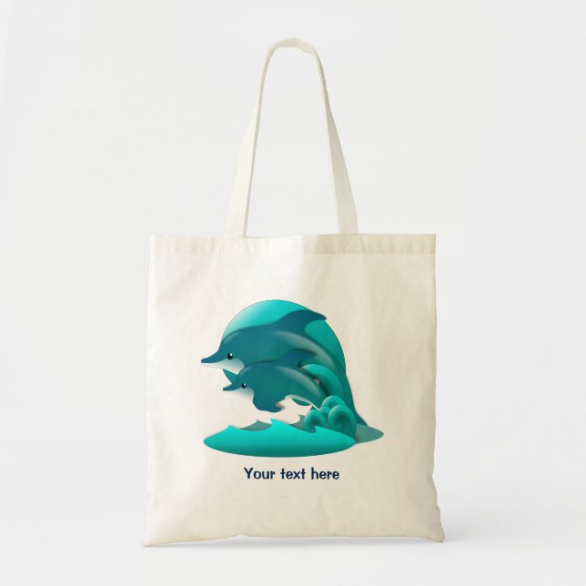Tote Bag Dauphins Bleus Sauteurs Personnalisés (Devant)