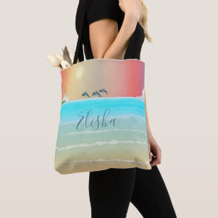 Tote Bag Dauphins de la plage Phare Océan