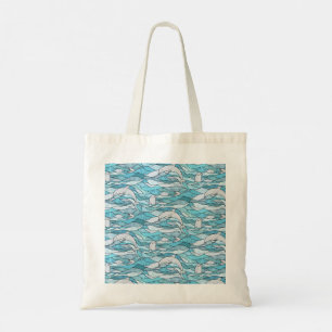 Tote Bag Dauphins de verre tendu de l'océan bleu