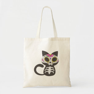 Tote Bag Day of the dead cat - choose background color