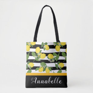 Tote Bag De beaux citrons et fleurs personnalisent