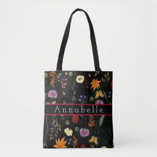 Tote Bag De beaux Fleurs sauvages et papillons personnalise
