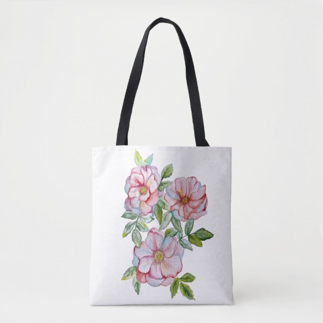 Tote Bag De belles roses aquarelles réalistes. (Devant)