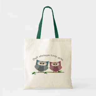 Tote Bag De hibou amour toujours art mignon vous, rose et