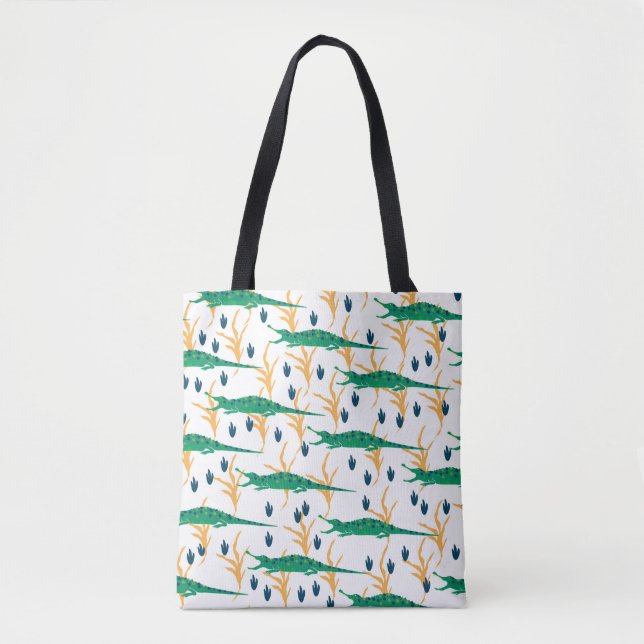 Tote Bag De mignons crocodiles sans couture motif. Animaux  (Devant)