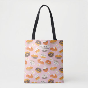 Tote Bag De mignons cupcakes, beignets et tartes rose pâle