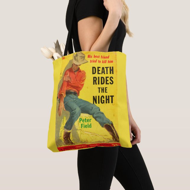 Tote Bag Death Rides La nuit couverture du livre de l'ouest (De près)