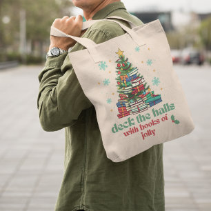 Tote Bag Deck The Halls avec des livres de Jolly Christmas