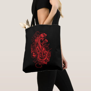 Tote Bag Déclaration gothique de tatouage de panthère rouge