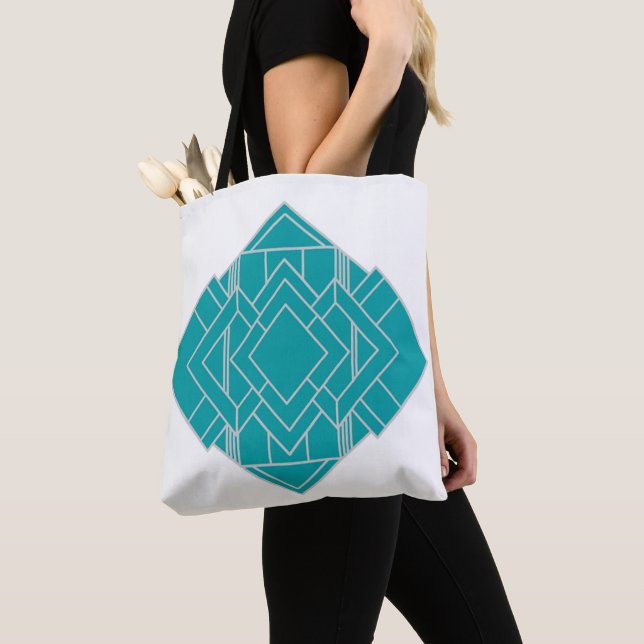 Tote Bag Décor Art Déco turquoise inspiré (De près)