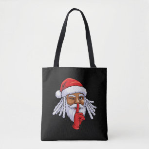 Tote Bag Décor de fête de Noël du Père Noël afro-américain