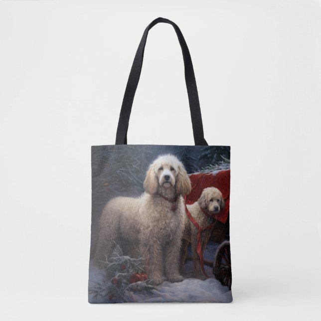 Tote Bag Décor de Noël de caniche Snowy (Devant)