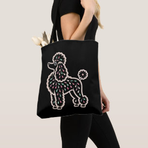 Tote Bag Décoration de chien caniche de Noël en forme de si