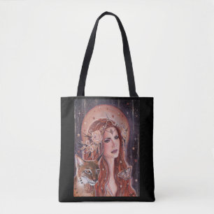 Tote Bag Déesse Freya avec Lynx par Renee Lavoie