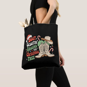 Tote Bag Défilé de bottes autour du sapin de Noël Western