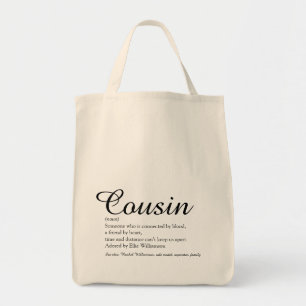 Tote Bag Définition de cousin noir et blanc de script moder