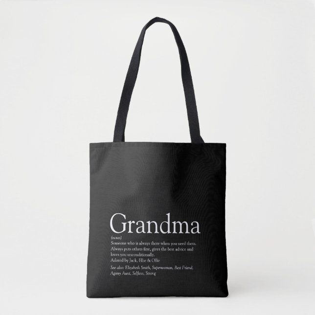 Tote Bag Définition de grand-mère, grand-mère et meilleure  (Devant)