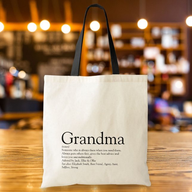 Tote Bag Définition de grand-mère, grand-mère et meilleure  (World's Best Ever Grandma, Grandmother Definition Tote Bag)