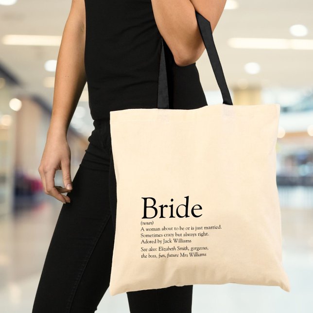 Tote Bag Définition de la mariée, Fête des mariées, Mariage (Bride Definition, Bridal Shower, Wedding Tote Bag)