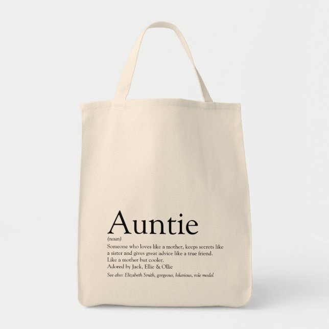 Tote Bag Définition de la tante préférée (Devant)