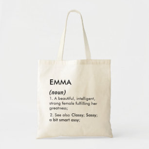 Tote Bag Définition de nom Emma modifiable, nom personnalis