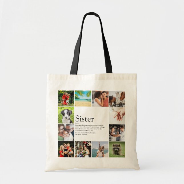 Tote Bag Définition de sœur Collage photo moderne et cool (Devant)